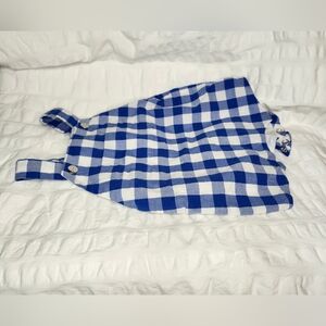 Jacadi Paris Infant 3mo gingham short overalls - white/blue with snaps